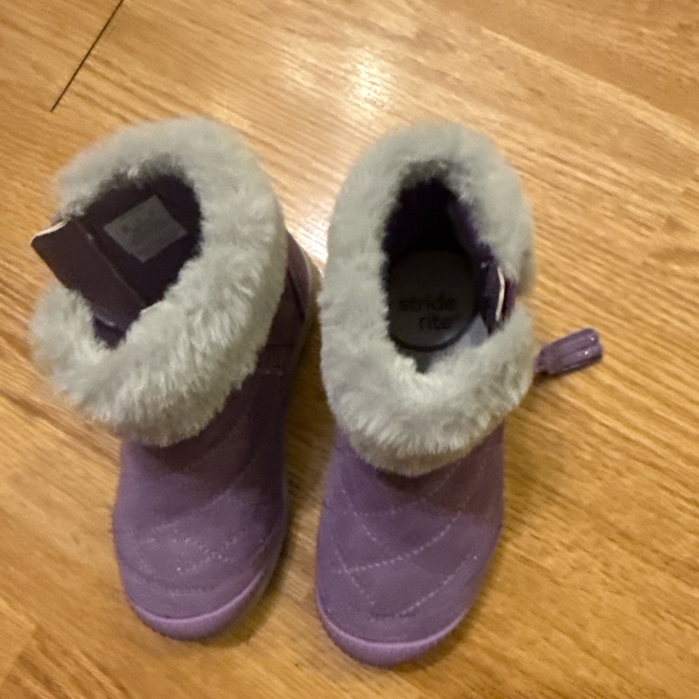 Stride Rite Toddler Boots Purple Faux Fur Lined Size 5 – Cozy Winter Style